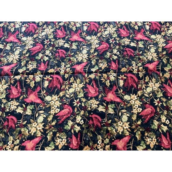 Fabric - Susan Winget "CARDINAL HOLLY" Birds, 100% Cotton - 1.50 Yards - NEW - Picture 5 of 14
